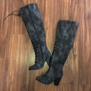 Over the knee lace up boots